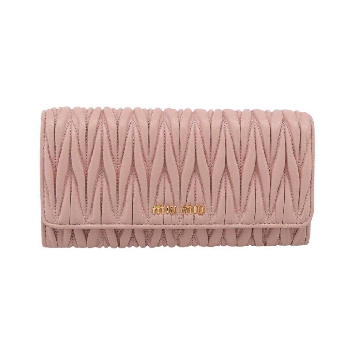 Miu Miu Matelasse Leather, Pink, Leather, Wallet