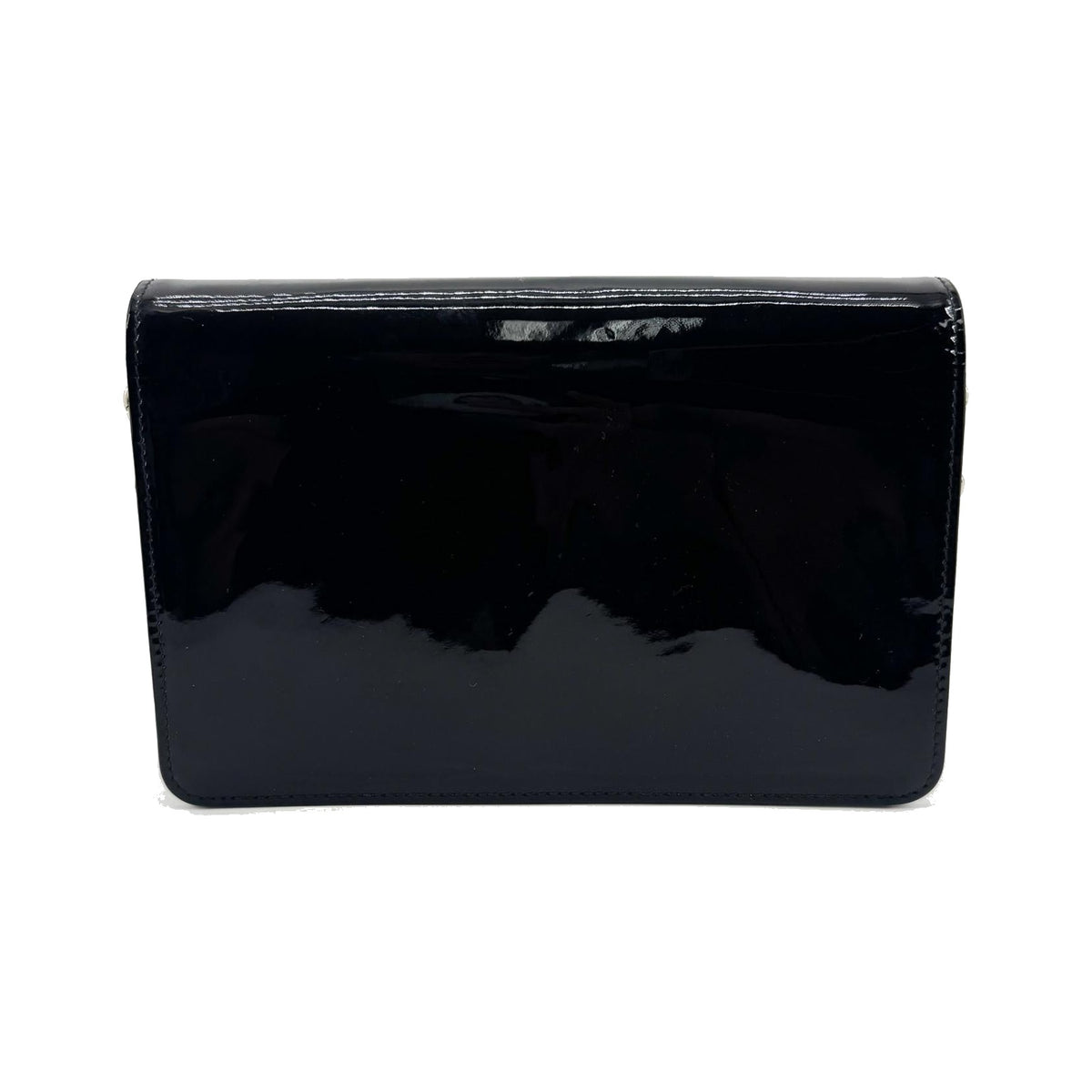 Miu Miu My Logo Chain Patent, Black, Patent Leather, Crossbody Bag