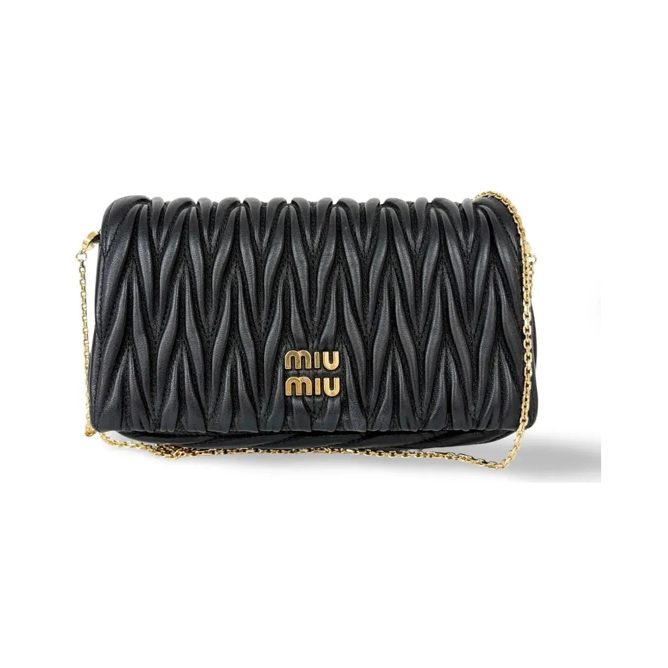 Miu Miu Nappa Matelassè Leather, Black, Leather, Handbag
