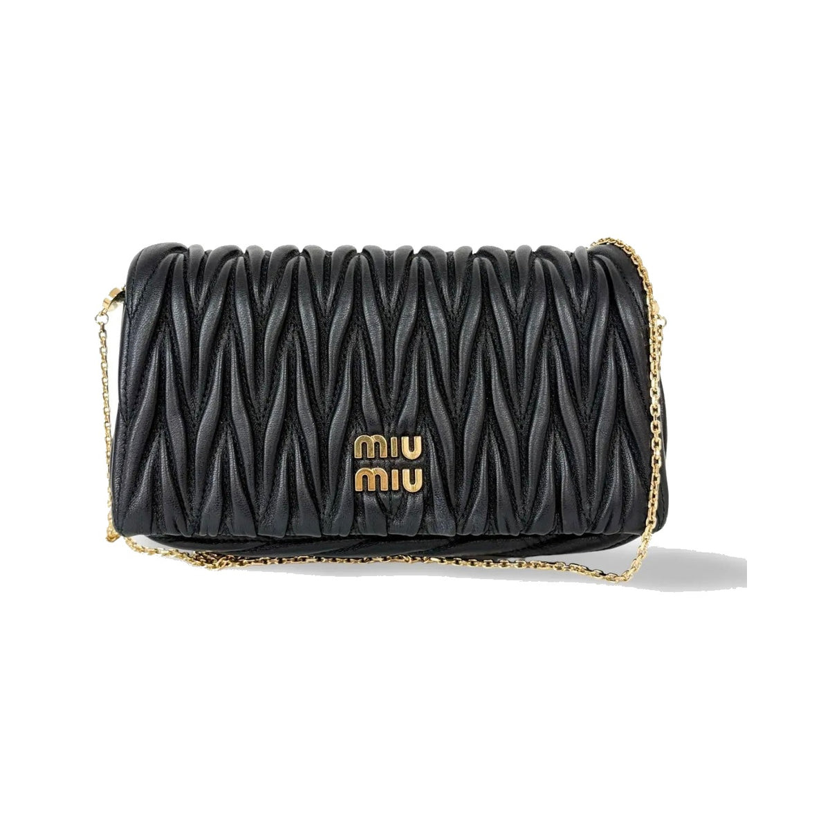Miu Miu Nappa Matelassè Leather, Black, Leather, Handbag