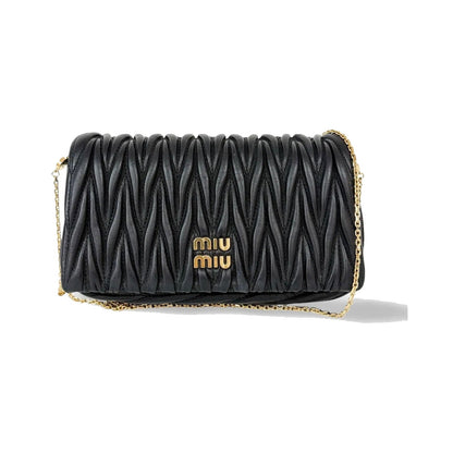 Miu Miu Nappa Matelassè Leather, Black, Leather, Handbag