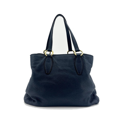Miu Miu Phenix Convertible Leather, Navy, Leather, Tote Bag