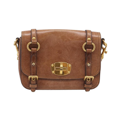 Miu Miu Shoulder Leather, Brown, Leather, Shoulder Bag