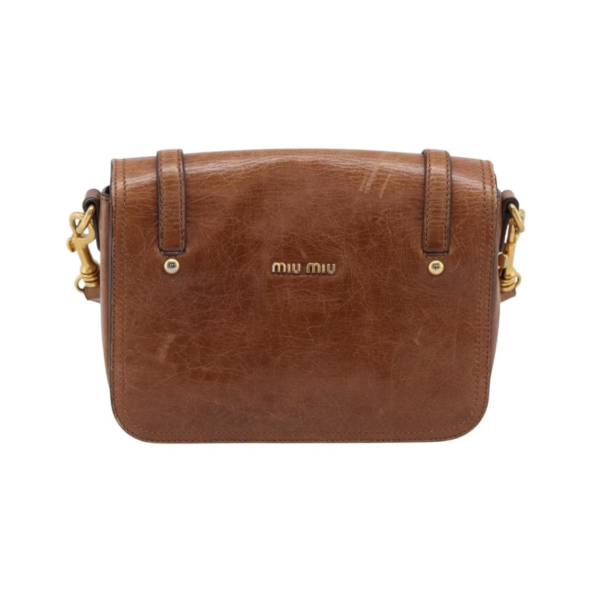 Miu Miu Shoulder Leather, Brown, Leather, Shoulder Bag