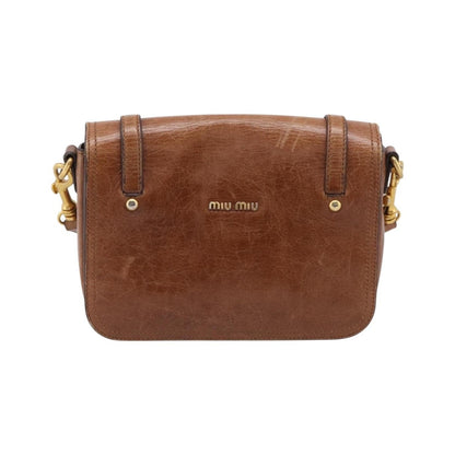 Miu Miu Shoulder Leather, Brown, Leather, Shoulder Bag