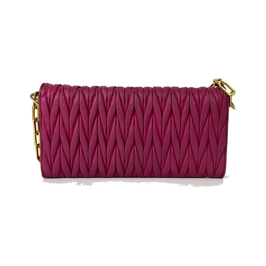 Miu Miu Shoulder Matelasse Leather, Pink, Leather, Shoulder Bag