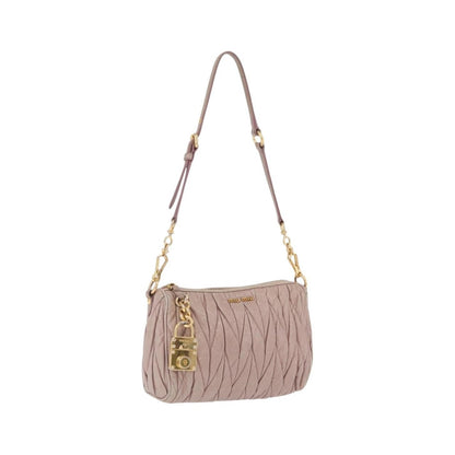 Miu Miu Shoulder Matelasse Leather, Pink, Leather, Shoulder Bag