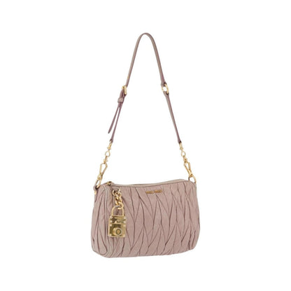 Miu Miu Shoulder Matelasse Leather, Pink, Leather, Shoulder Bag
