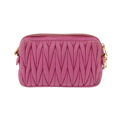 Miu Miu Tech Matelasse Leather, Pink, Leather, Crossbody Bag