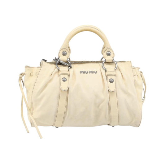 Miu Miu Vitello Lux Leather, Beige, Leather, Handbag