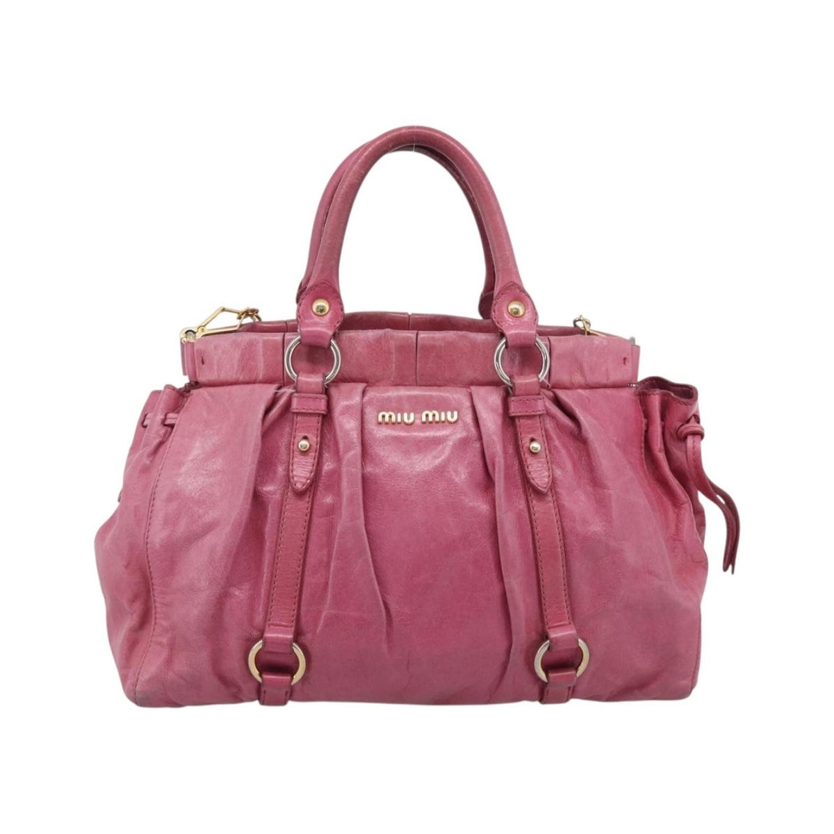 Miu Miu Vitello Lux Leather, Pink, Leather, Handbag