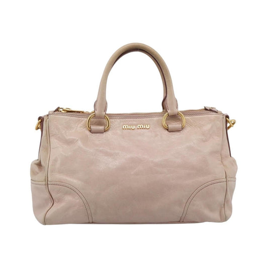 Miu Miu Vitello Lux Ring Satchel Leather, Pink, Leather, Handbag