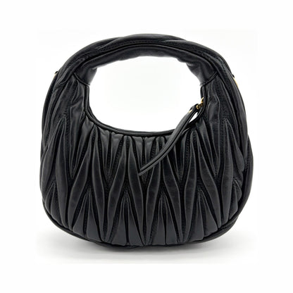 Miu Miu Wander Hobo Matelasse Leather, Black, Leather, Shoulder Bag
