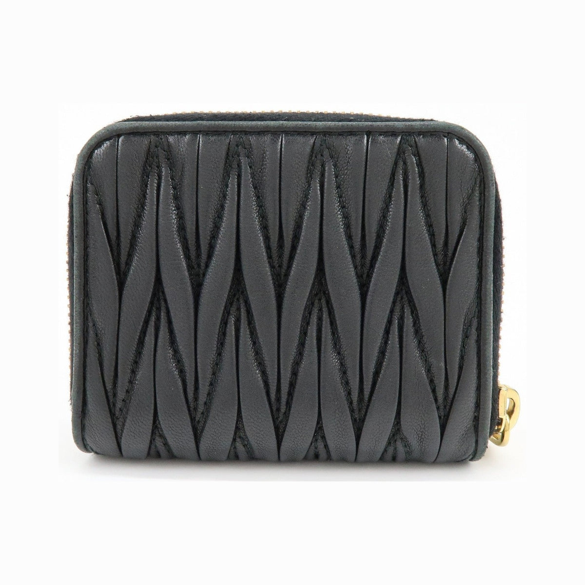 Miu Miu Zip Around Matelasse Leather, Black, Leather, Wallet