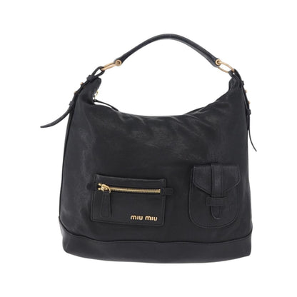 Miu Miu Zip Front Pocket Shopping Tote Leather, Black, Leather, Shoulder Bag