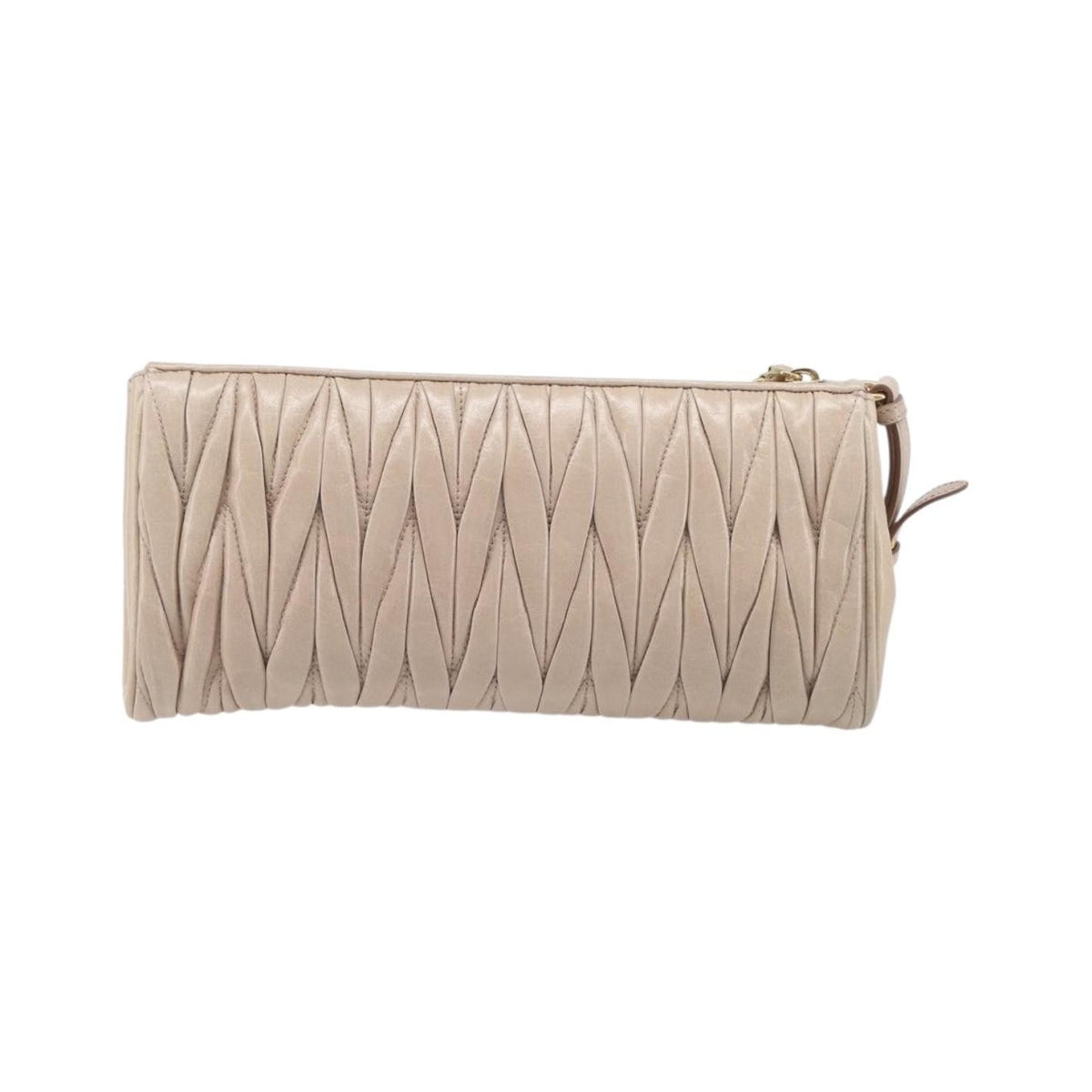 Miu Miu Zip Wristlet Matelasse Leather, Beige, Leather, Clutch