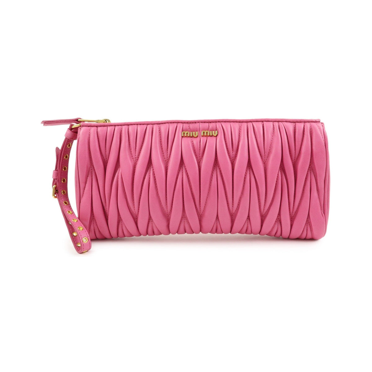 Miu Miu Zip Wristlet Matelasse Leather, Pink, Leather, Clutch