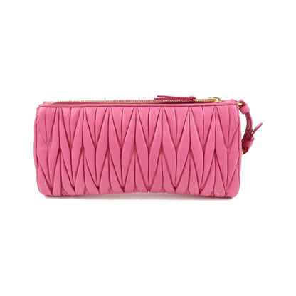 Miu Miu Zip Wristlet Matelasse Leather, Pink, Leather, Clutch