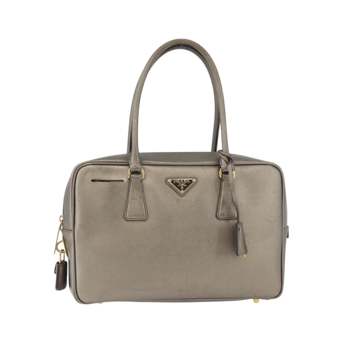 Prada Bauletto Saffiano Leather, Gold, Leather, Handbag