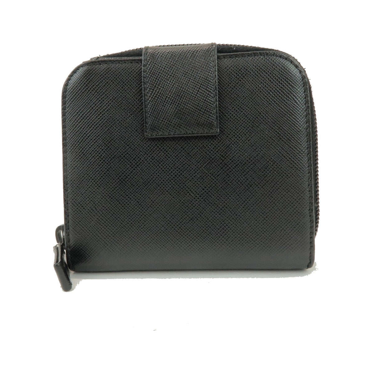 Prada Bifold Zip Around Saffiano Leather, Black, Leather, Wallet