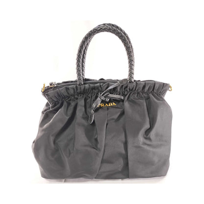 Prada Bow Convertible Tessuto, Black, Nylon, Tote Bag