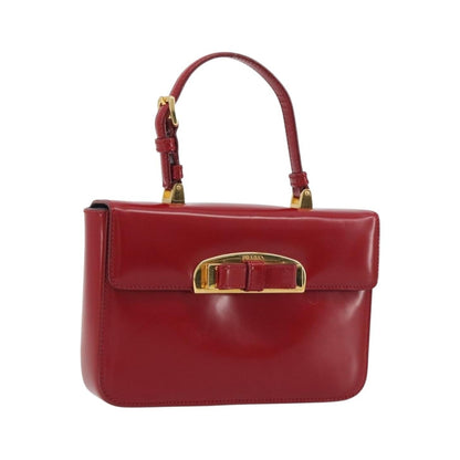 Prada Bow Top handle Leather, Red, Leather, Handbag