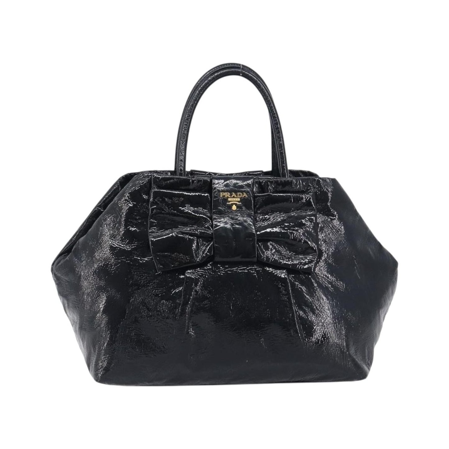 Prada Bow Top handle Patent leather, Black, Patent Leather, Handbag