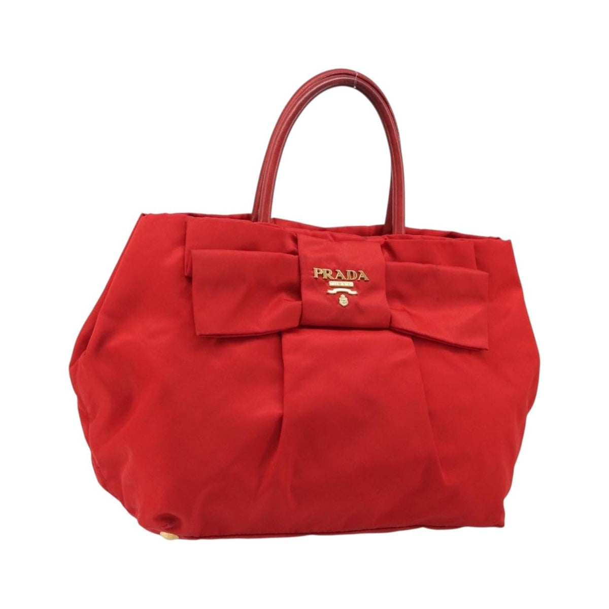 Prada Bow Tote Tessuto with Leather, Red, Nylon, Tote Bag