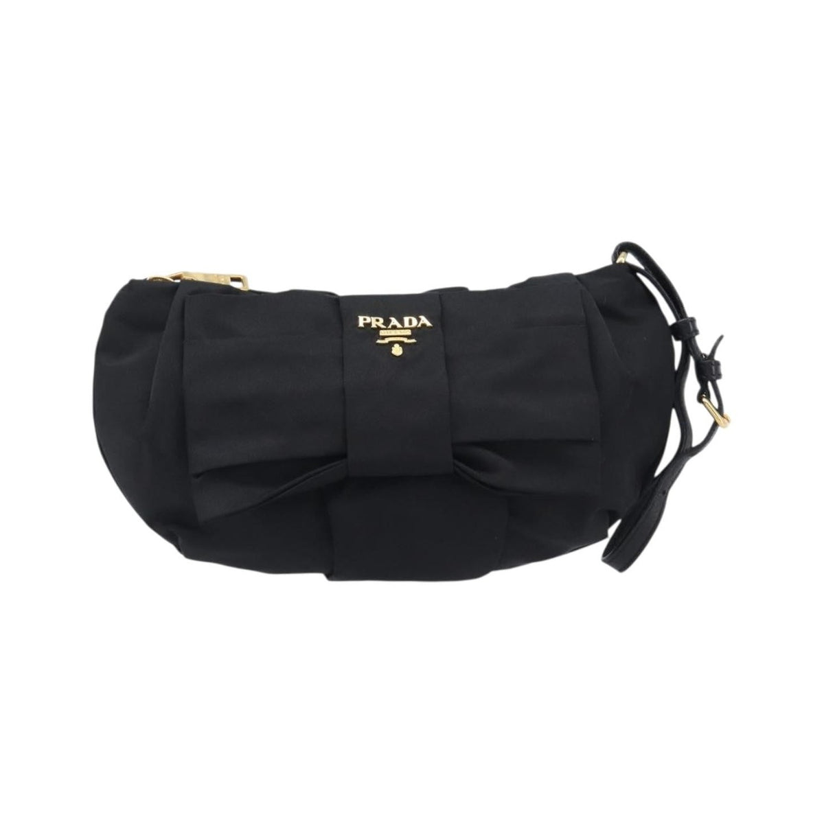 Prada Bow Wristlet Tessuto, Black, Nylon, Clutch