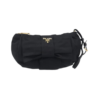 Prada Bow Wristlet Tessuto, Black, Nylon, Clutch
