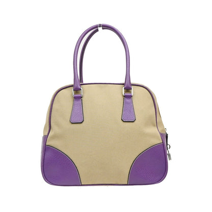 Prada Bowler Canvas with Leather, Beige, Canvas, Shoulder Bag