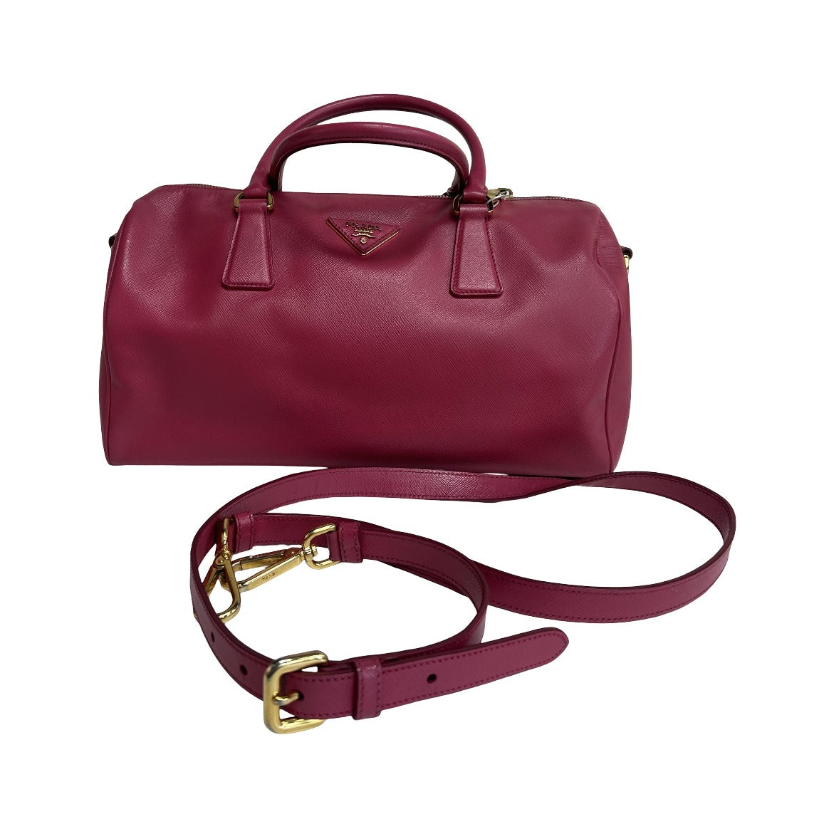 Prada Bowler Perforated Saffiano Leather, Pink, Leather, Handbag