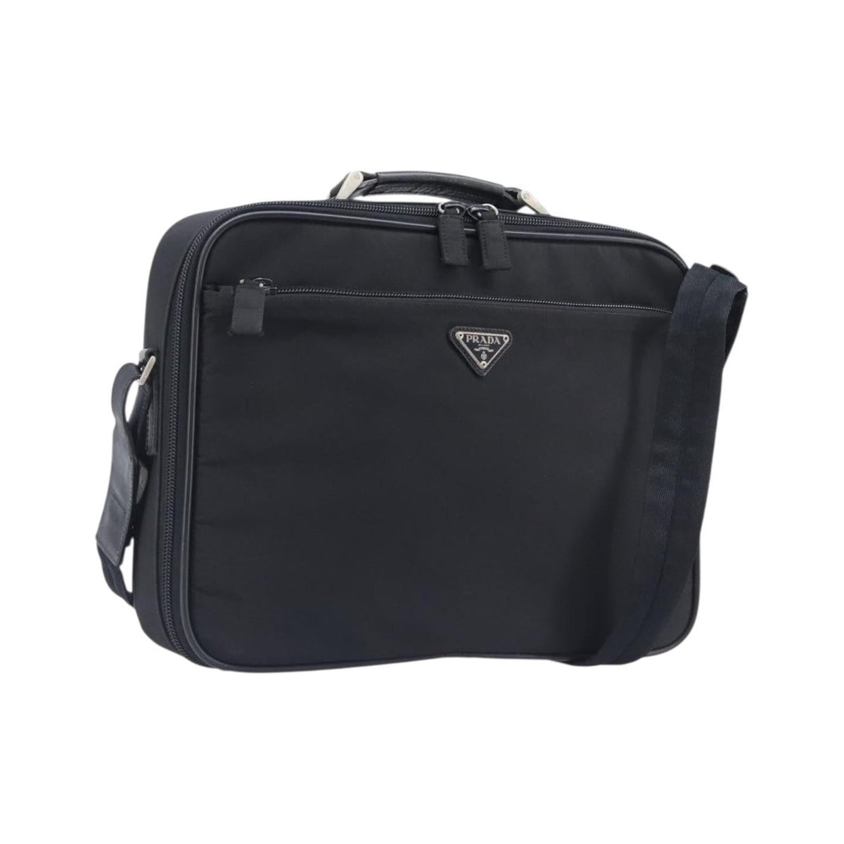 Prada Briefcase Tessuto and Saffiano Leather, Black, Nylon, Briefcase
