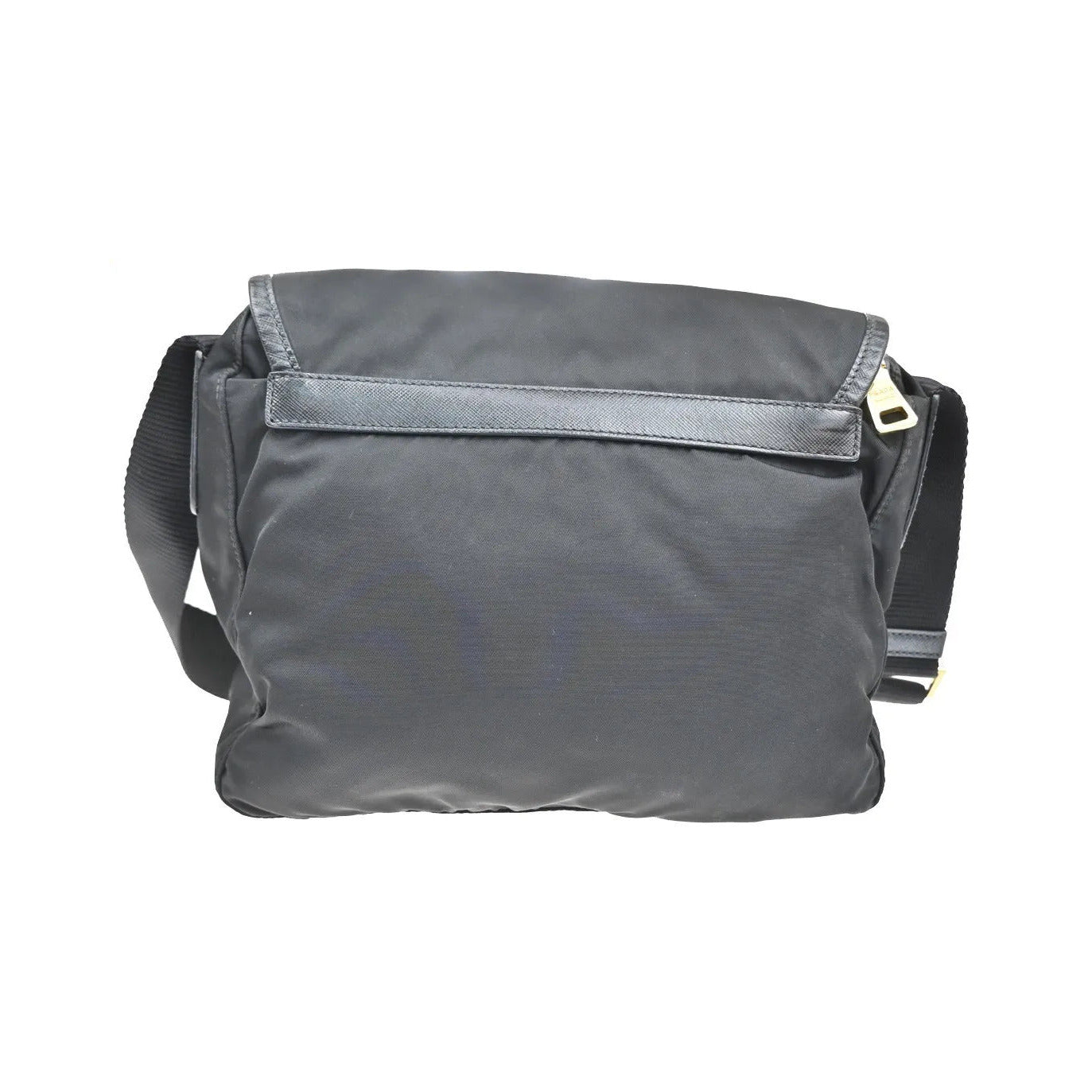 Prada Buckle Messenger Tessuto, Black, Nylon, Shoulder Bag