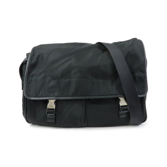 Prada Buckle Messenger Tessuto, Black, Nylon, Handbag