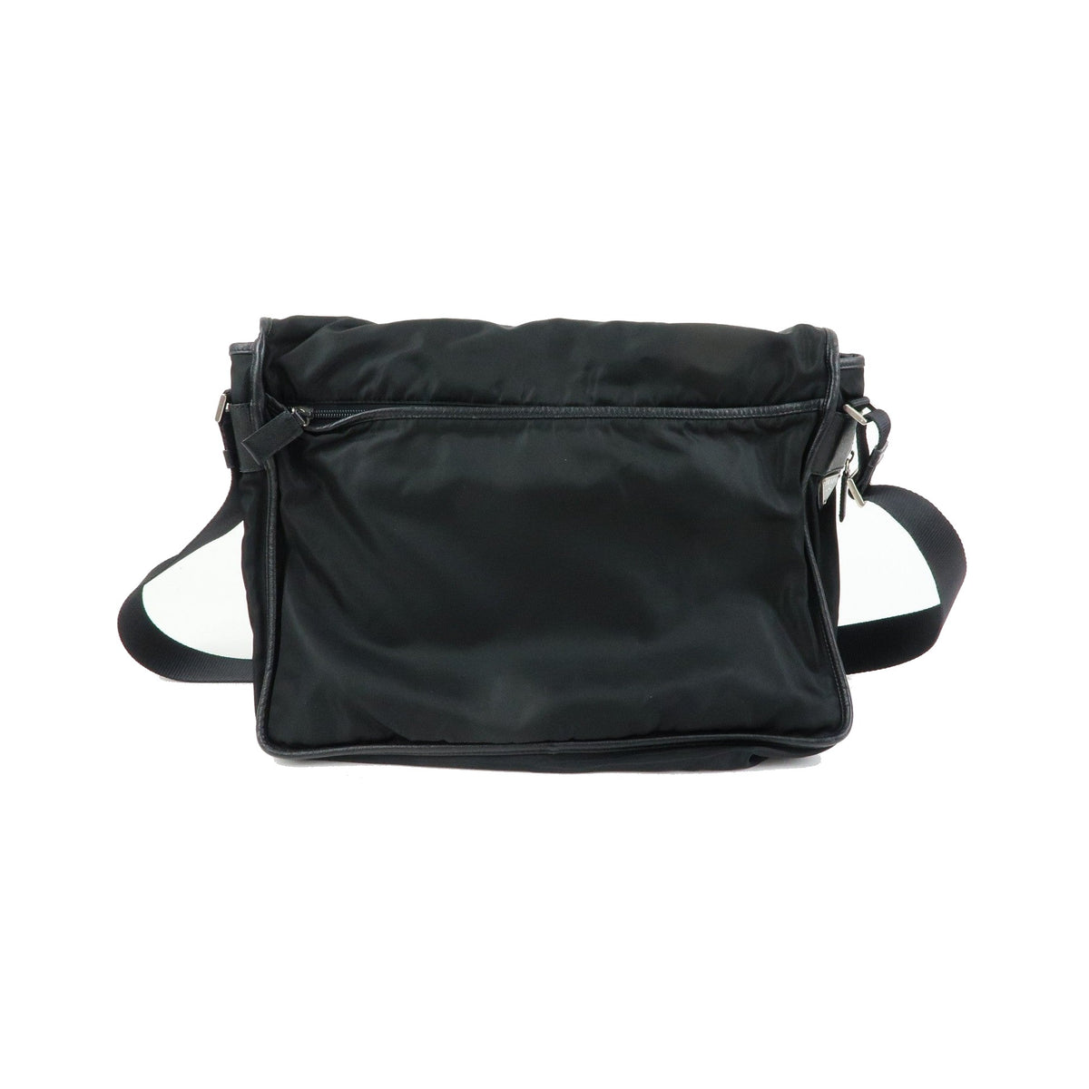 Prada Buckle Messenger Tessuto, Black, Nylon, Handbag