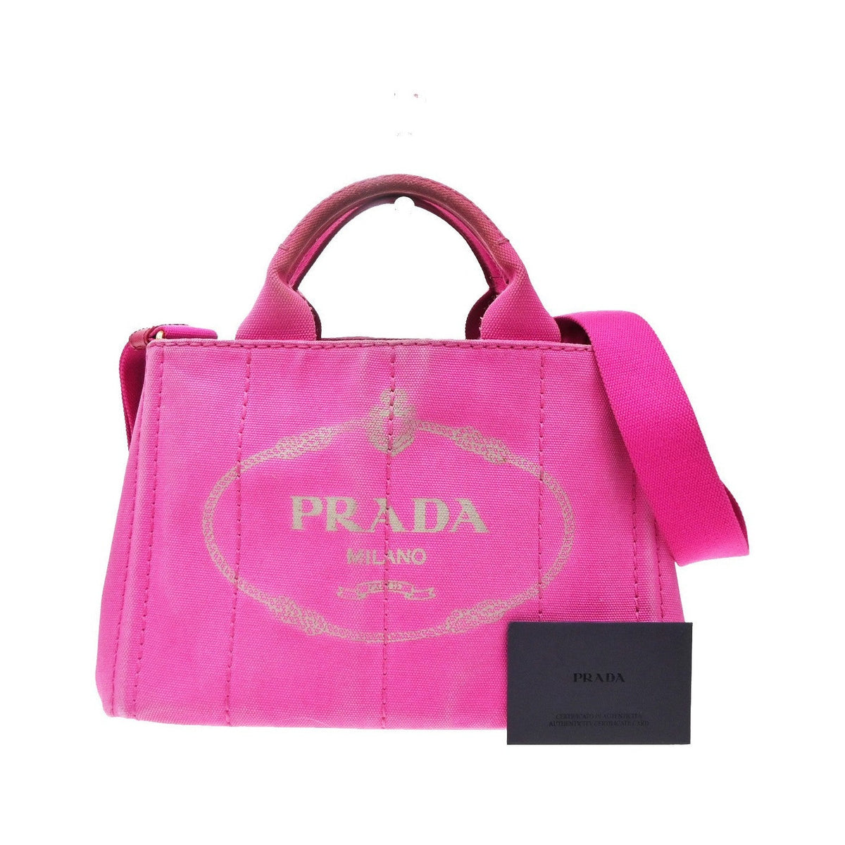 Prada Canapa Open Tote Canvas, Pink, Canvas, Tote Bag