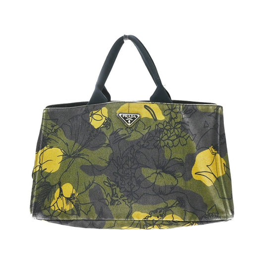 Prada Canapa Printed Canvas, Green, Canvas, Tote Bag