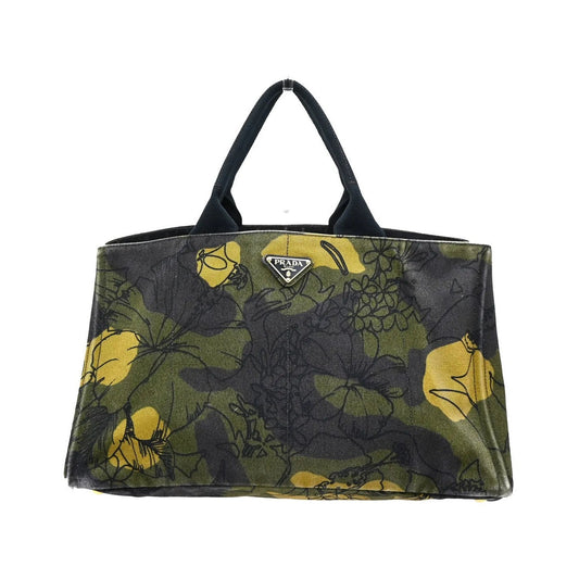 Prada Canapa Tote Printed Canvas, Green, Canvas, Tote Bag