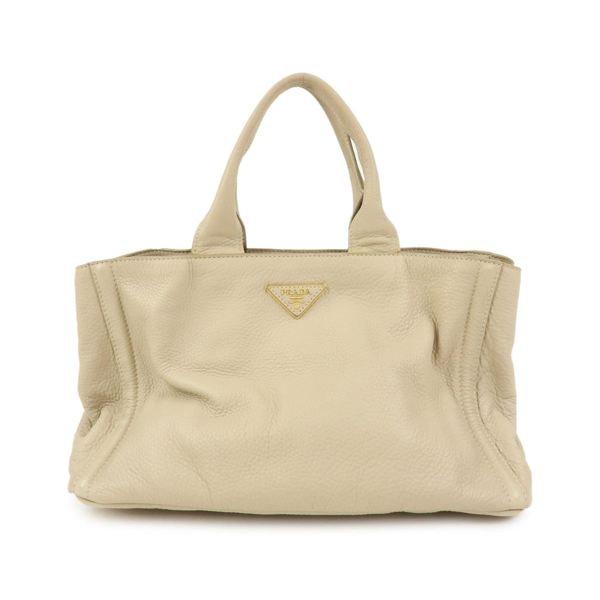 Prada Canapa Vitello Daino, Beige, Leather, Tote Bag