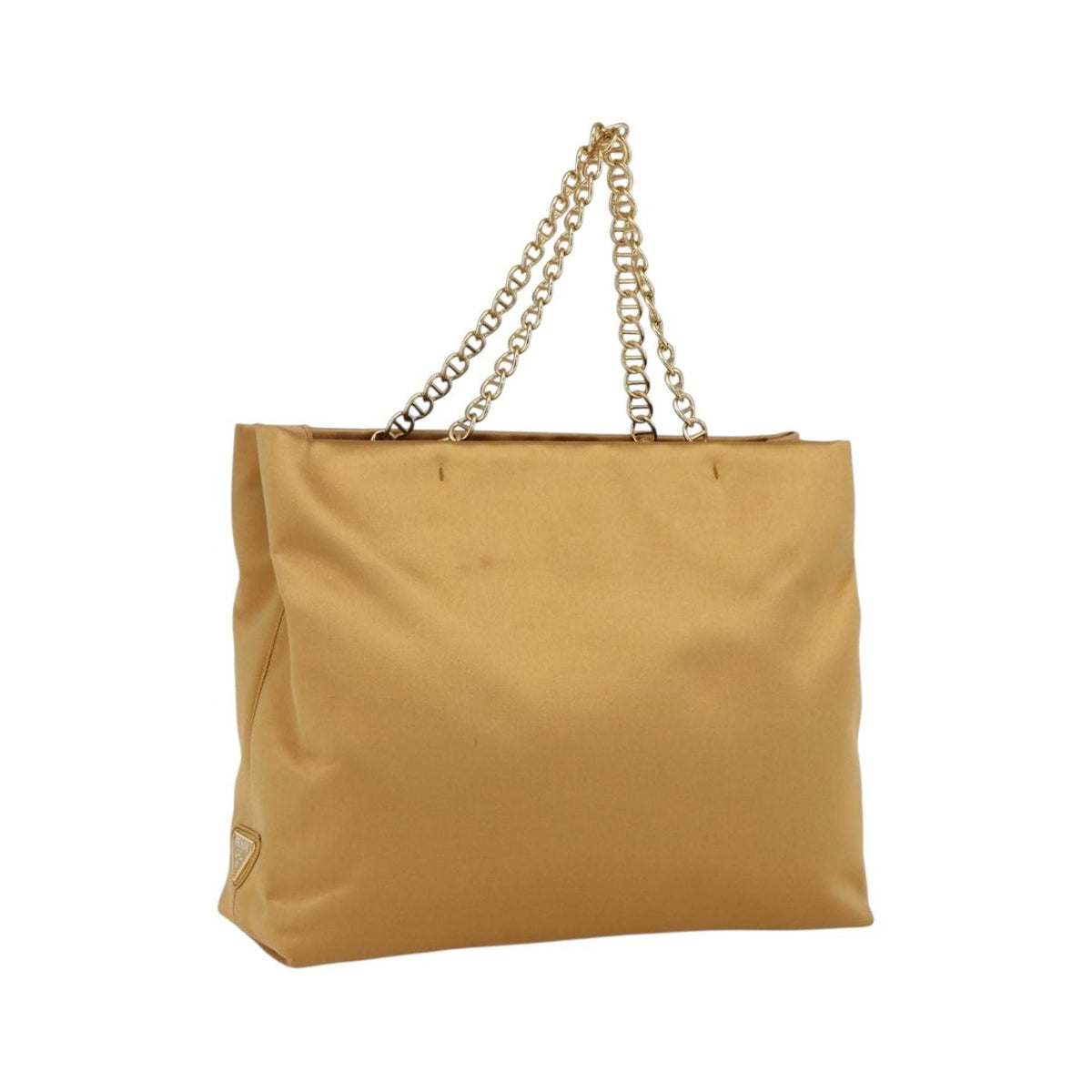 Prada Chain Satin, Gold, Satin, Shoulder Bag
