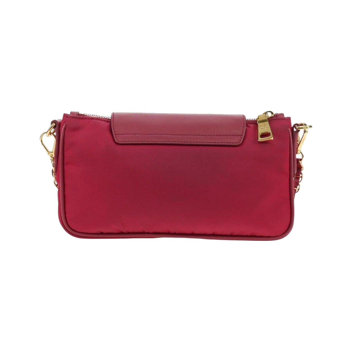 Prada Chain Tessuto and Saffiano Leather, Pink, Nylon, Shoulder Bag