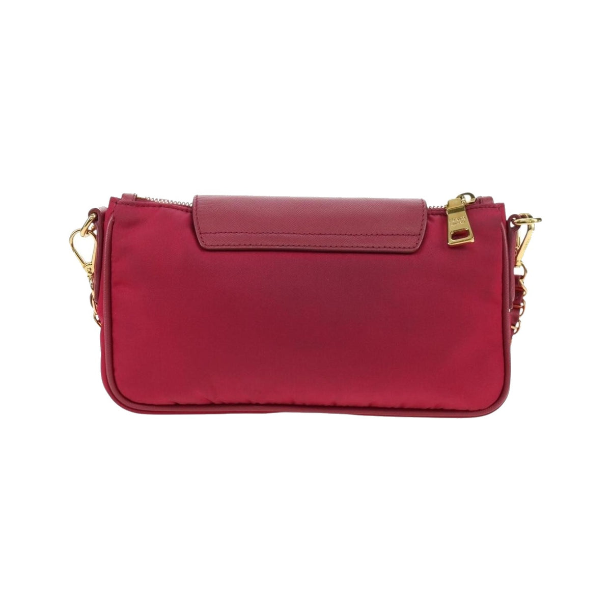 Prada Chain Tessuto and Saffiano Leather, Pink, Nylon, Shoulder Bag