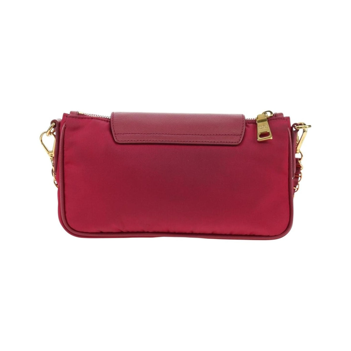 Prada Chain Tessuto and Saffiano Leather, Pink, Nylon, Shoulder Bag