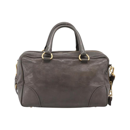 Prada Convertible Bauletto Vitello Shine, Gray, Leather, Handbag