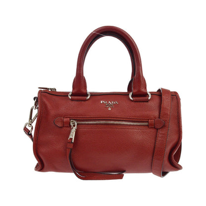 Prada Convertible Boston Vitello Daino, Red, Leather, Handbag