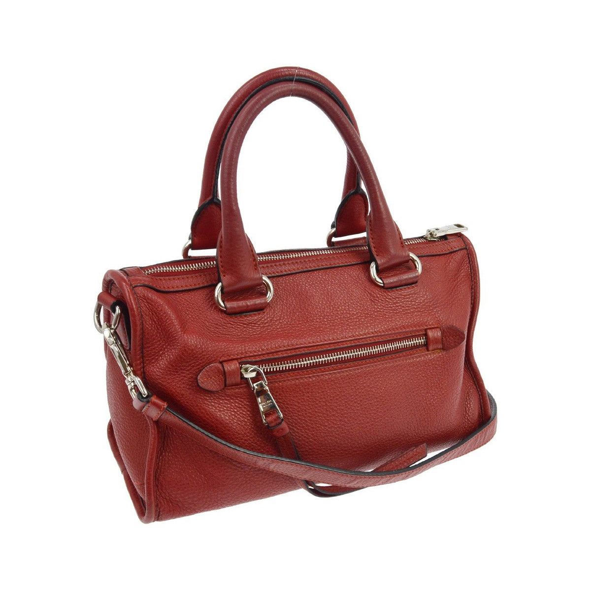 Prada Convertible Boston Vitello Daino, Red, Leather, Handbag