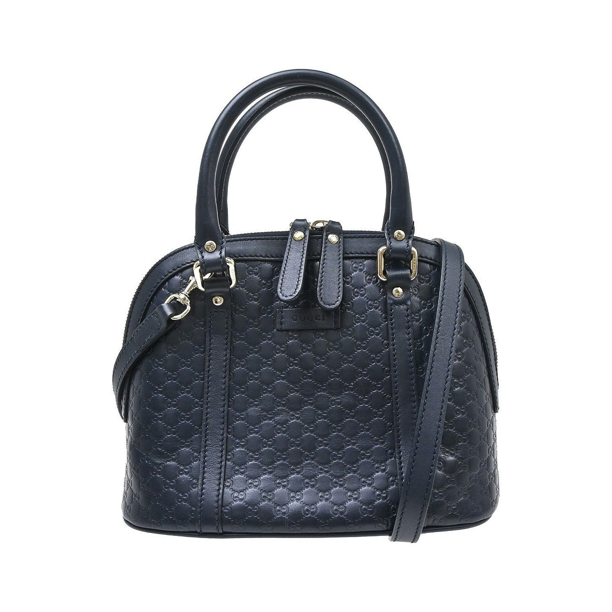 Prada Convertible Dome Satchel Tessuto with Leather, Navy, Leather, Handbag
