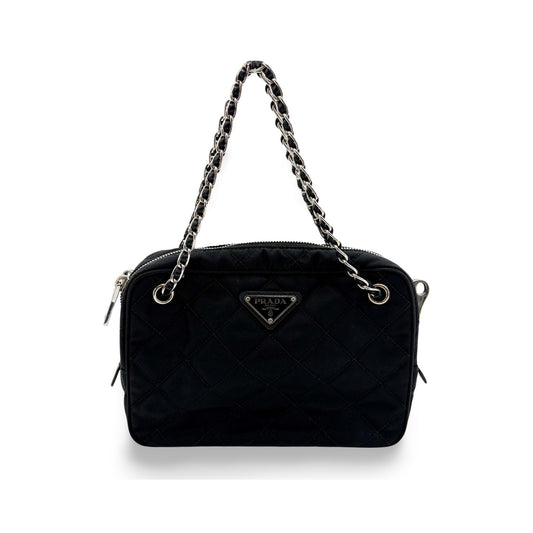 Prada Convertible Quilted Tessuto, Black, Nylon, Shoulder Bag
