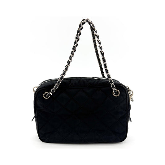 Prada Convertible Quilted Tessuto, Black, Nylon, Shoulder Bag